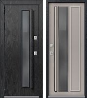 Центурион Т-5-2025 PREMIUM Чёрный муар+МДФ Распил графит-Софт ясень грей (цвет стекла Grey)